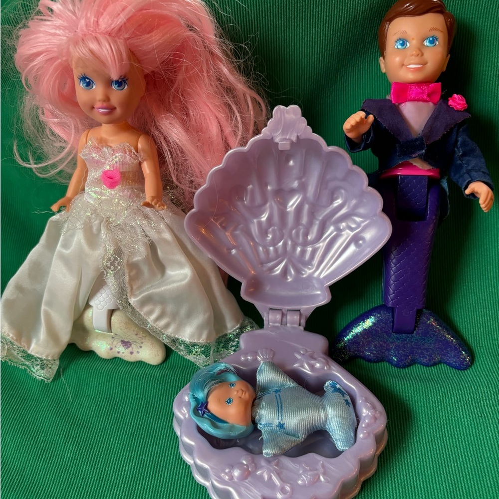 My Pretty Mermaids SEASIDE WEDDING SET 1991 Playskool Bride Groom Merbaby Doll